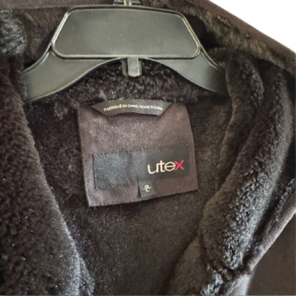 UTEX Faux Fur/Sherpa Hooded Warm Black Jacket Sz Large MobWife - Picture 4 of 9
